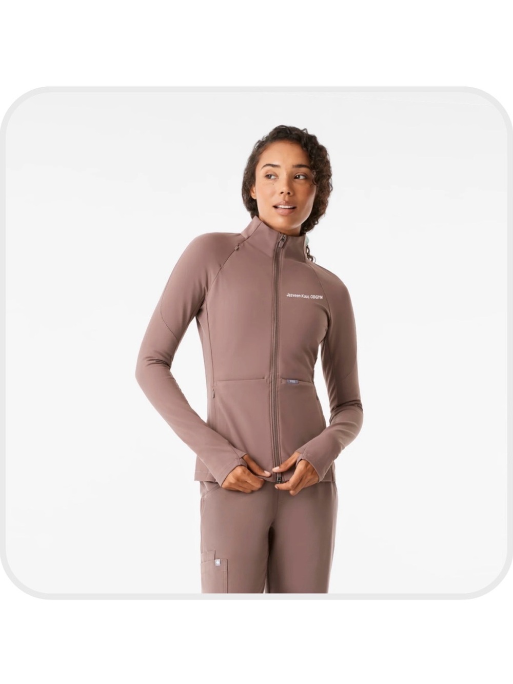 Figs Smokey Taupe Contourknit Scrub Jacket